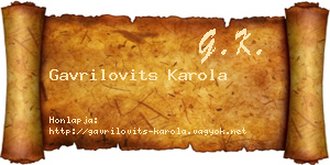Gavrilovits Karola névjegykártya